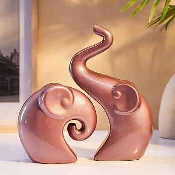 Lowest : Rose Gold Elephant Ceramic Figurines (Set of 2) @257.