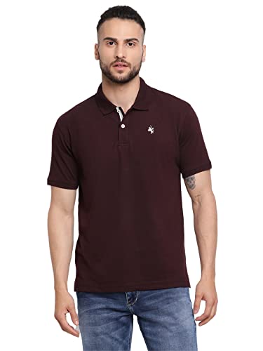 Cantabil Men's Cotton Blend Solid Polo Neck T-Shirt (Regular Fit) @420