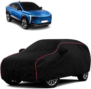 Sulfar 100% Water Resistant Car Body Cover Compatible with Mirror for Mahindra XEV 9e (Triple Stitched, Full Bottom Elastic, Black with Red Piping) : Amazon.in: Car & Motorbike
