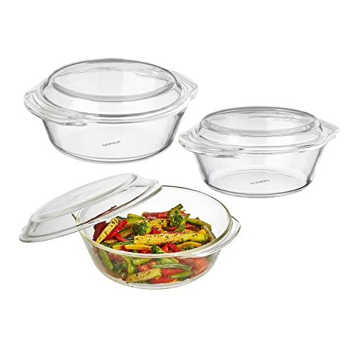 Solimo Borosilicate Glass Casserole, Set Of 3 @938.
