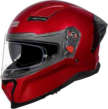 STUDDS Helios ISI and DOT Certified Full Face Helmet with Antifog 100 Lens, Sporty Spoiler (Cherry RED - XL)