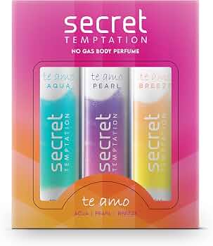 Secret Temptation Te Amo Aqua, Breeze and Pearl No Gas Deodorant Perfume Body Spray for Women, Pack of 3 (120ml each)