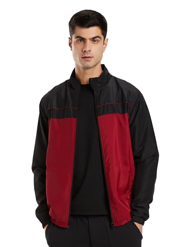 Amazon Brand - Symbol Men's 100% Polyester Color-block High Neck Full Zip Jacket