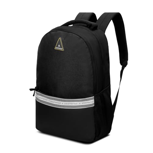 Aristocrat Blake 18L Laptop Backpack (Upto 15.6"),2 Compartments,Blue-Black Front & Side Pockets, Adjustable Straps, Durable Fabric & Zipper, Office/ 