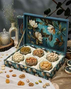 Riwaz Luxury Flower Dry Fruit Gift Box for Diwali, Corporate, Wedding & Festive Gifting | Elegant Hamper with Almonds, Cashews, Raisins, Khumani, Pist