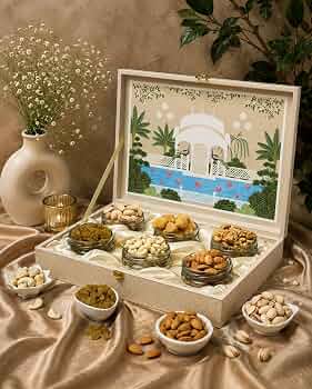 Riwaz Heritage Design Luxury Dryfruits Gift Premium Hamper | 6 Assorted Dryfruits Combo | Almonds, Cashew, Raisins, Pista, Walnuts & Khumani | Perfect