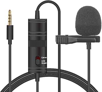 Tygot T-M1 Auxiliary Omnidirectional Lavalier Clip On Collar Microphone for Mobile Phone, Camera with 6M Audio Cable, 3.5 MM TRRS Plug and 6.35 MM Ada
