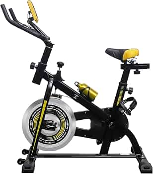 INALSA Spin Bike Exercise Bike FFSB 10 with 10Kg Flywheel| Adjustable Resistance, Heart Rate Sensor| Bottle & Bottle Holder| Yellow|Black