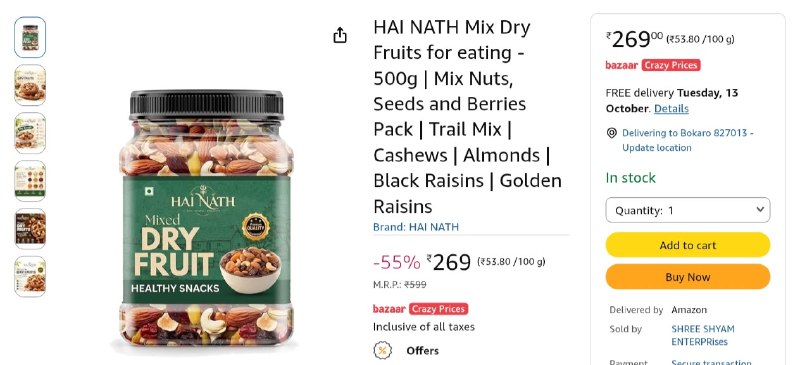 Loot : Mixed Dry Fruits 500gm @269.