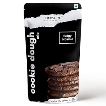 Cocosutra Fudgy Brownie Cookie Dough Mix, 220g | Makes 12 Cookies, Natural & Vegan Ingredients, Easy 3-Step Re