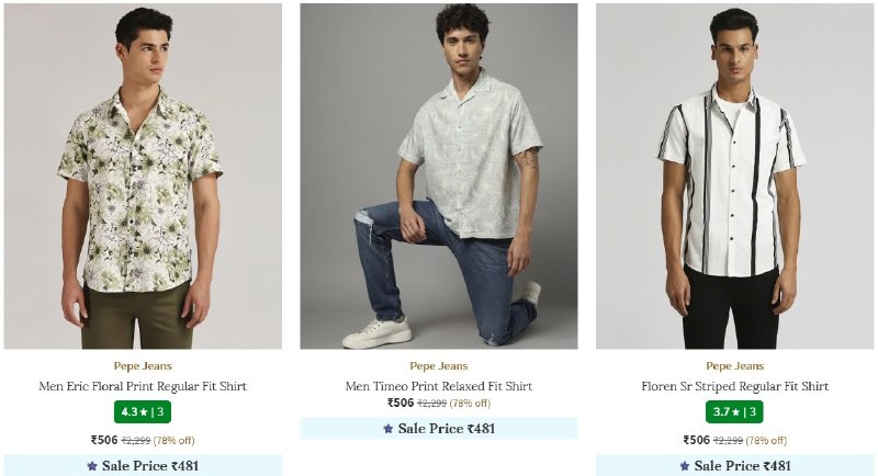 AJIO Loot : Upto 80% Off On Branded Clothing. · Shirts — Shirts · T-shirts
