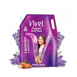 Vivel Lavender & Almond Oil Moisturizing Body Wash, Quick Wash-Off, 1300ml