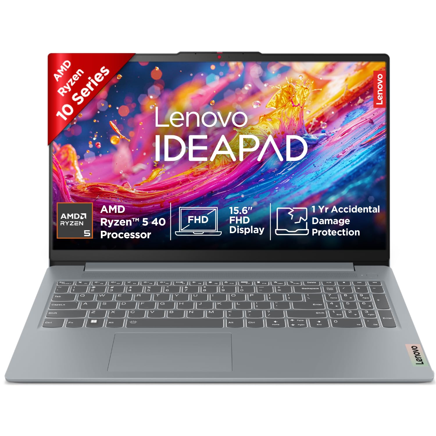 Lenovo IdeaPad Slim 3 AMD Ryzen 5 40 15.6" (39.6cm) FHD Thin and Light Laptop (8GB RAM/512GB SSD/Backlit Keyboard/Windows 11/Microsoft 365 Basic + Office 2024/Grey/1.6Kg), 82XQ01WC