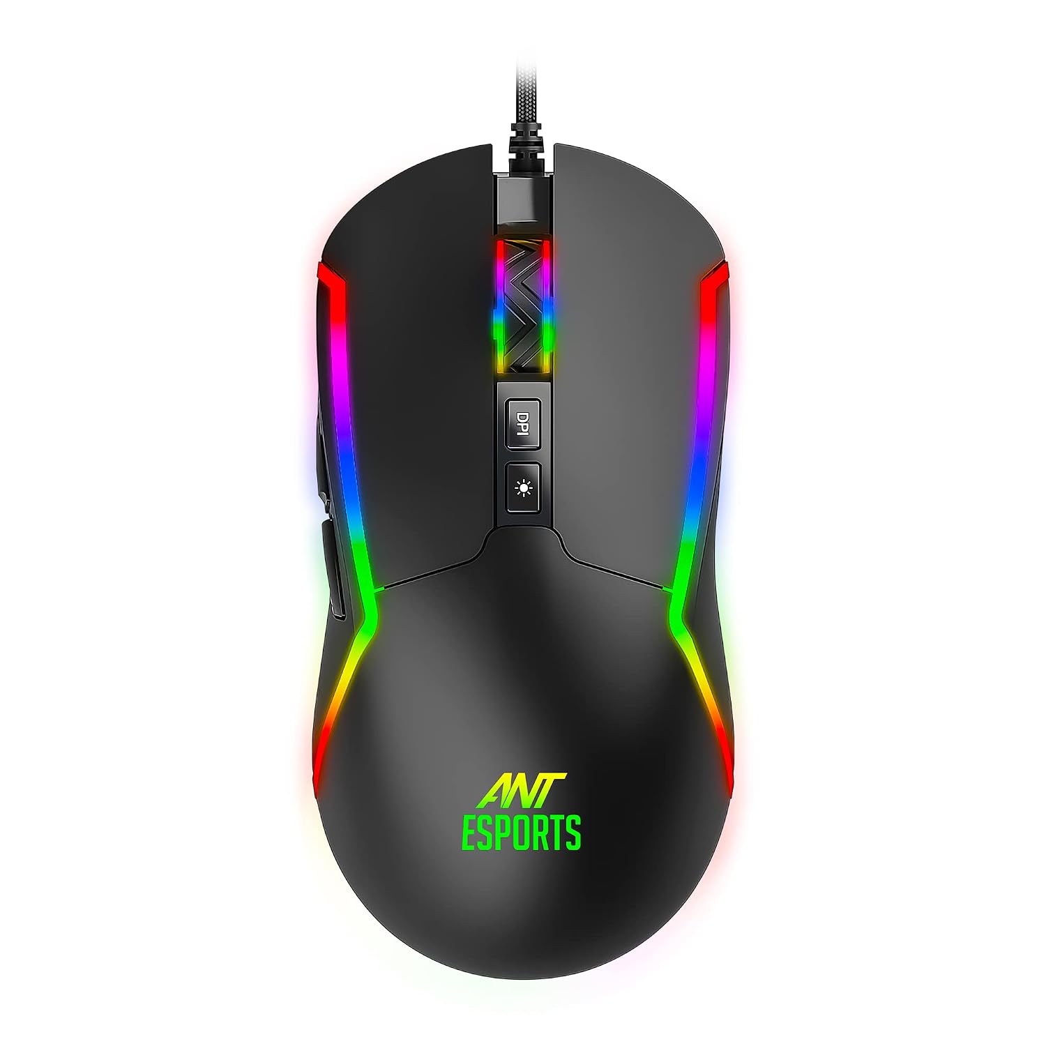 Ant Esports GM330 RGB Wired Gaming Mouse, 12800 DPI Optical Sensor, 8 Programmable Buttons, Customizable RGB Lighting, 1000Hz Polling Rate, Ergonomic Lightweight USB Mouse for PC, 