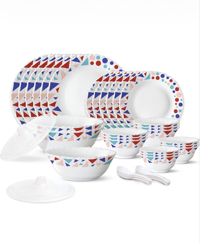 Larah by Borosil 35 Pieces Speckle Opalware Dinner @1749