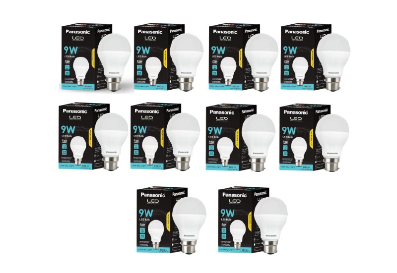 Panasonic Dura Saver 9W Bulb, B22 LED Bulb Base For Home & Office, 1 Year Warranty, Energy Efficiet, 6500K Cool Daylight (Pack of 10)
