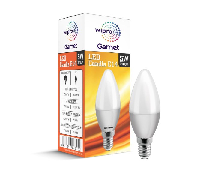 wipro Garnet 4.5 W E14 Base Frosted Candle LED Bulb (Pack of 1) @139