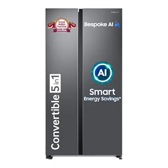 Samsung 653 L, 3 Star, Frost Free, Double Door, Convertible 5-in-1 Digital Inverter at 56,140 Effective
