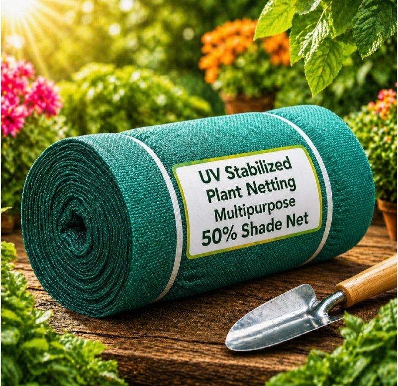 Green Shade Net, 50% UV Sun Protection, for Terrace, Garden, Green House, Balcony, & Gardening Multipurpose Agro Netting (10x4 feet)