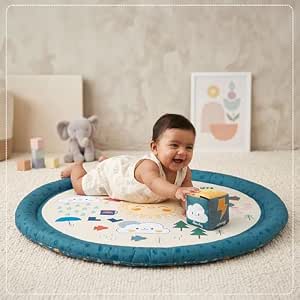 Tidy Sleep Baby Play Mat | Activity Play Mat with 1 Dice Cube Toys, | Foldable & Travel-Friendly (Bestie Bonjour)