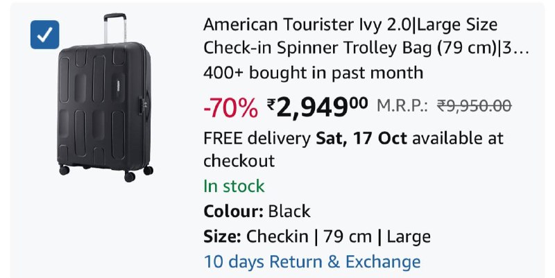 Grab Fast : American Tourister Large Spinner Luggage @ 2949