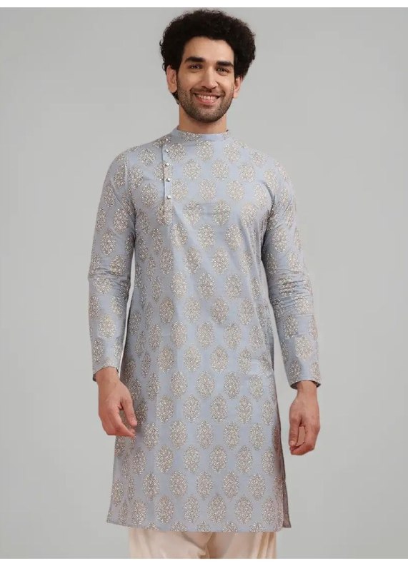 KISAH Men's Cotton Blend Modern Kurta-Sherwani