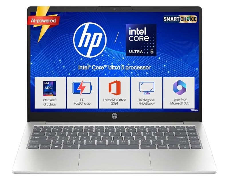 HP 15 Smartchoice, Intel Core Ultra 5 125H 12 TOPS, 24GB DDR5 @71490 Using SBI