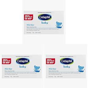 Cetaphil Baby Mild Cleansing Bar for Newborns & Babies 3 x 100 gm | With Shea Butter, Avocado Oil & Olive Oil | Gentle, Hypoallergenic, Pediatrician Recommended | Dry & Sensitive S