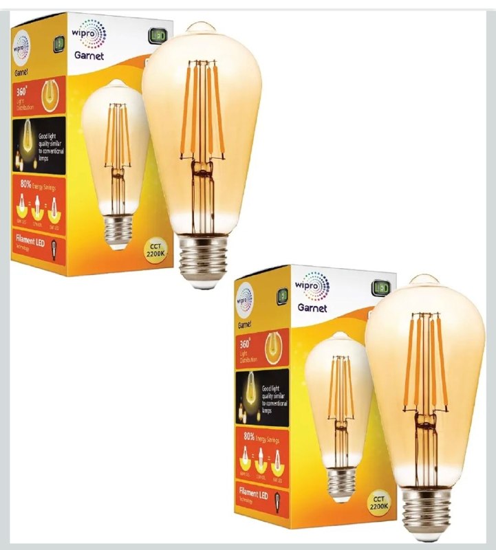 wipro Garnet 6W ST64 LED Filament Bulb (Pack of 2) @344.