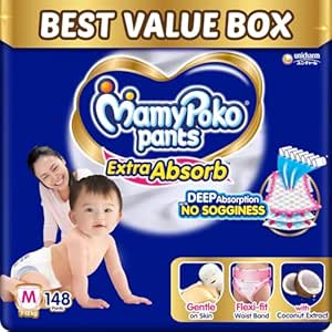 MamyPoko Baby Diapers (M size) 148 Count @1081.