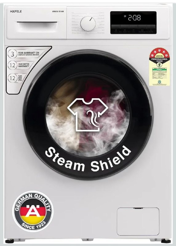 HAFELE AMARA 9 kg 5 Star, Premium Fully Automatic Front-Load washing machine engineered using German technology, comes with Steam Shield and Hexa Wash Design