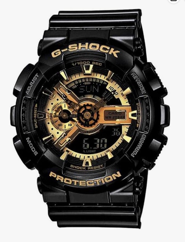 Casio G-Shock GA-110GB-1ADR Black & Gold Analog-Digital Dial Black Resin Strap Men's Watch Shock and 200M Water Resistant G339