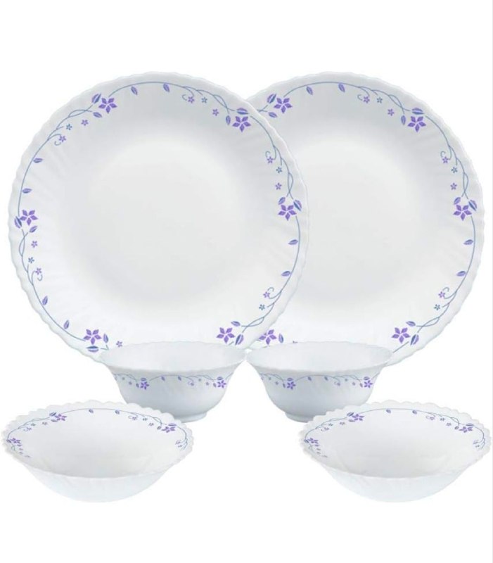 Larah by Borosil Flora Opalware Dinner Set, 6 -Piece, White @421