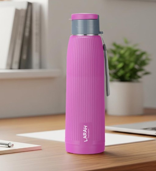 Larah by Borosil 700 ml Lava Purple Stainless Steel Water Bottle (700ml) @321.