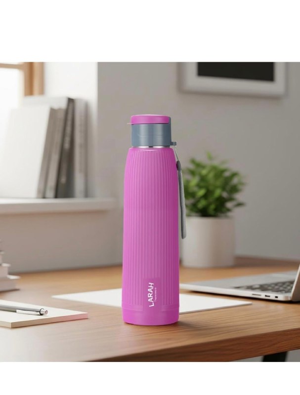 Larah by Borosil 700 ml Lava Purple Stainless Steel Water Bottle (700ml) @321.