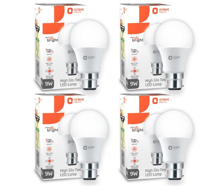 Orient Electric 9W High Glow LED bulb Pack of 4 @150