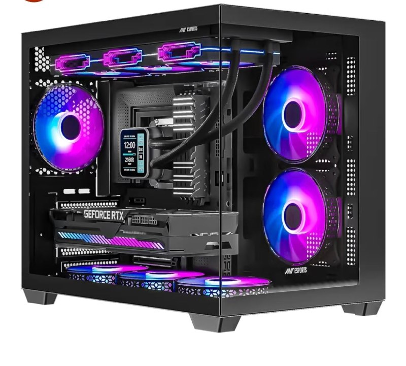 Ant Esports Crystal X6 Mini Mid-Tower Computer Case/Gaming Cabinet - Black | Support Micro-ATX, Mini-ITX | Pre-Installed 6 ARGB Fans