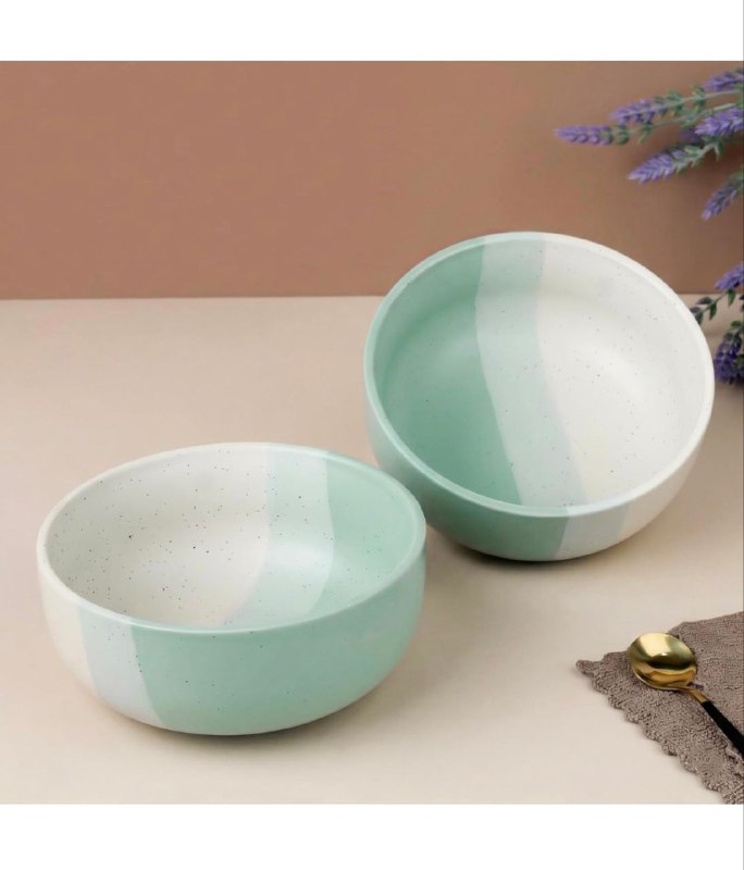 The Earth Store TT Green Large Ceramic Bowl Set of 2, 800 ML @899
