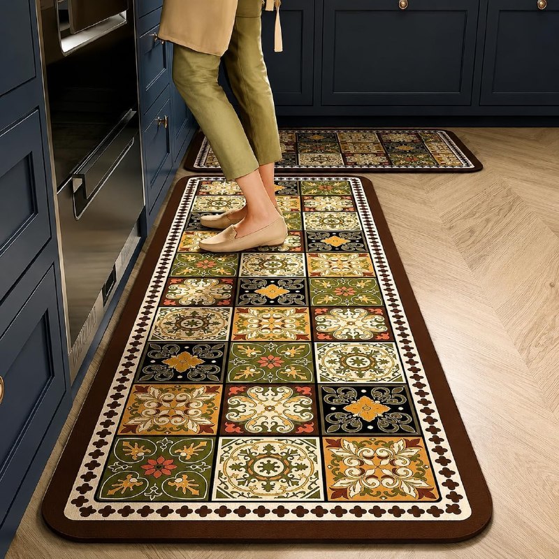 Anti Slip Rubber Backing Kitchen Runner Mat Set Of 2 @475.