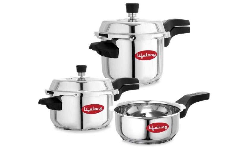 Lifelong Stainless Steel Pressure Cooker (Set Of 3) @1999.