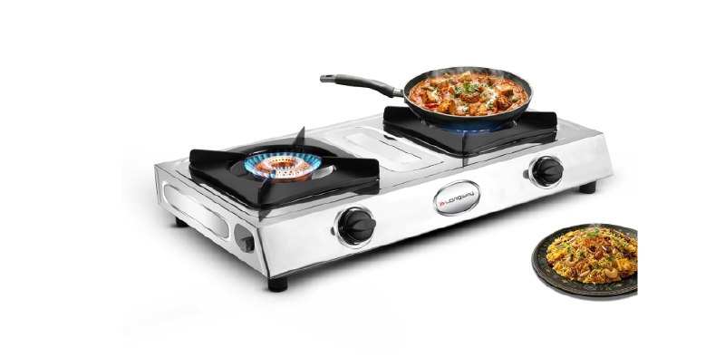 Longway Stellar Stainless Steel Top, 2 Burner Manual Ignition Stainless Steel Gas Stove @986