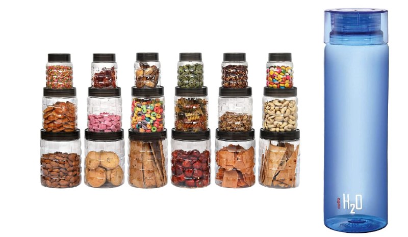 Cello Checkers Plastic PET Canister Set, 18 Pieces, (1 Litre) @530