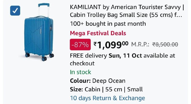 Loot : American Tourister Cabin Trolley Bag @ 1099