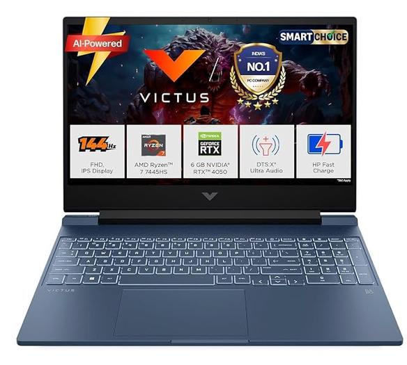 HP Victus Smartchoice, AMD Ryzen 7 7445HS, 6GB RTX 4050, 16GB DDR5(Upgradeable) 512GB SSD, 144Hz, IPS at ₹83,240