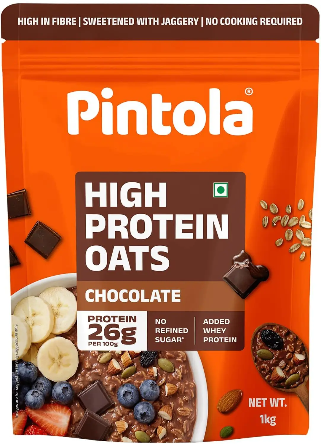 Pintola Dark Chocolate High Protein Oats (1kg | Almonds | No Refined Sugar) @ ₹440