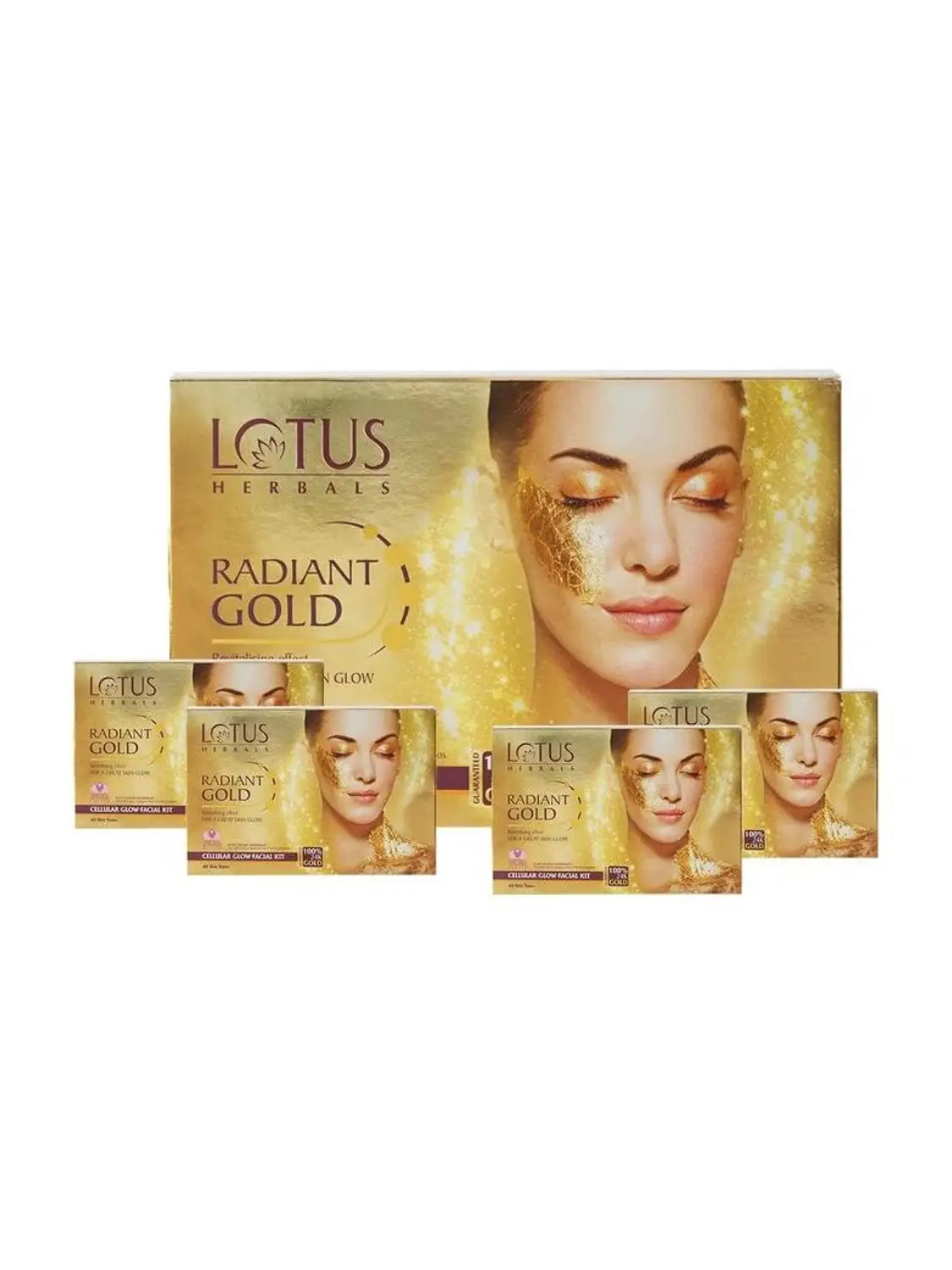 LOTUS Herbals Radiant Gold Cellular Glow Facial Kit_ 37gm ( Pack of 4 )