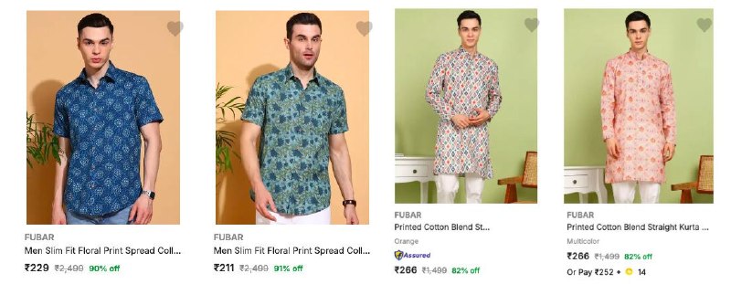 Flipkart Loot : Upto 89% OFF on Men’s Branded Clothing — • Shirts · • Wedding Kurtas
