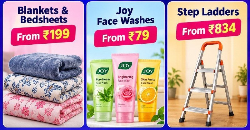 Shopsy Loot: BBD Mega Loot Is LIVE · •Blanket & Bedsheet from Rs.199 — •Blanket & Bedsheet from Rs.199 · • Joy facewashes from 79