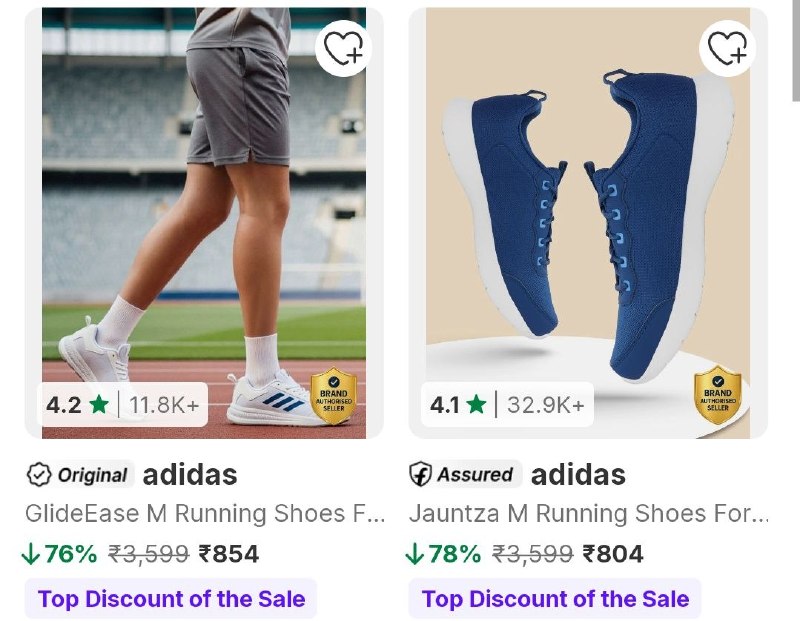 Flipkart | Upto 85% Off On Branded Shoes · Reebok — Reebok · Adidas
