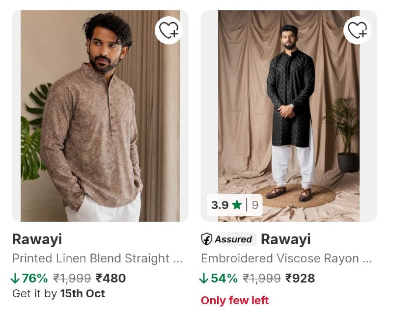Flipkart GRAB : Rawayi Kurta Starts at Rs.480